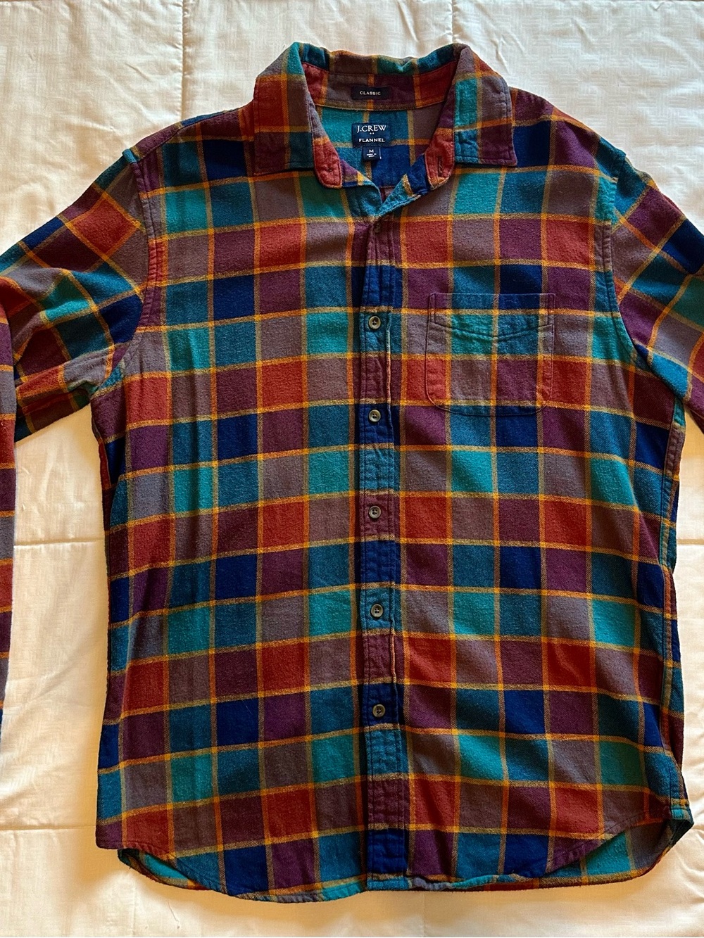 J. Crew Teal Burgundy Navy Plaid Button-Down Shirt